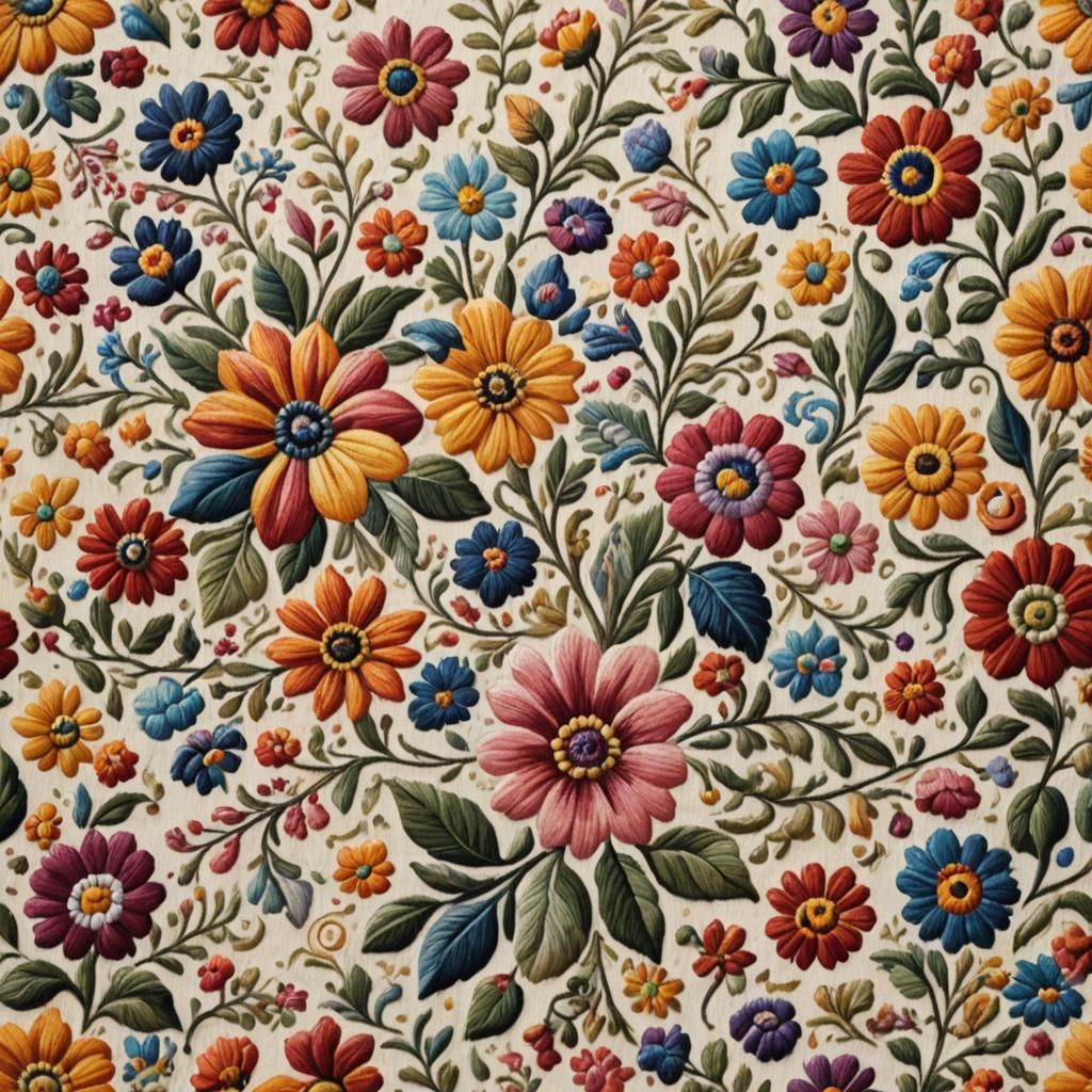 Detailed Floral Needlepoint on Canvas: Splash Art