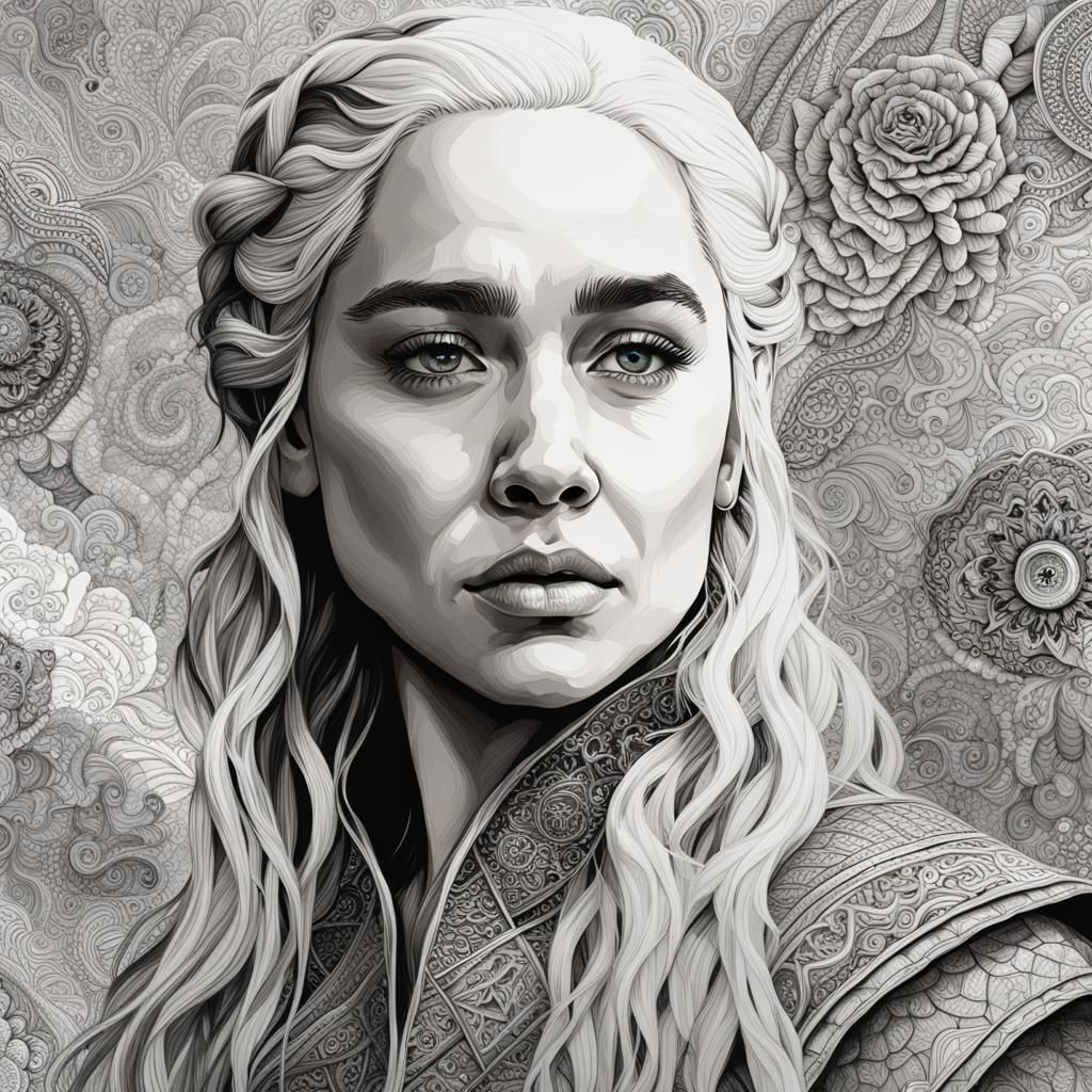 Intricate Zentangle Portrait with Abstract Patterns