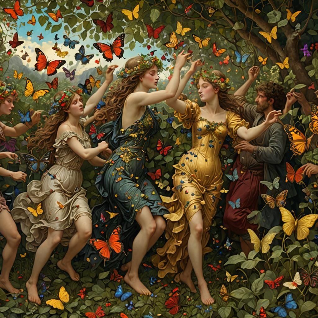 Enchanted Butterfly Garden in Art Nouveau Style