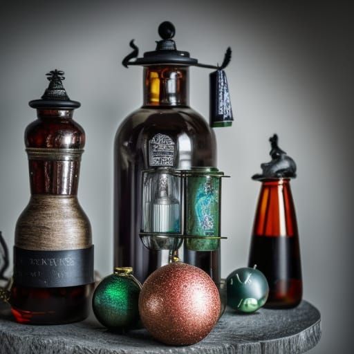 Aesthetic Poison Bottle Collection in Witch Cabinet