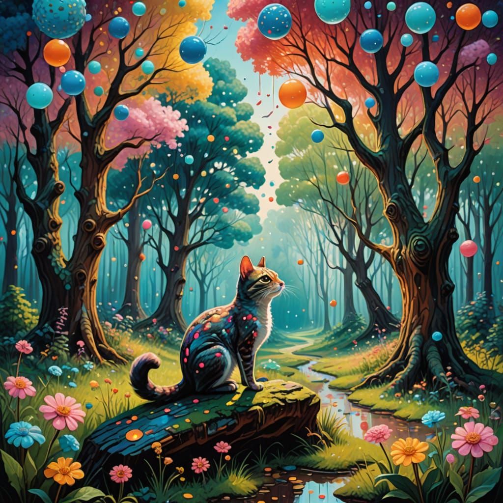 Enchanted Forest Scene in Oil Painting Style