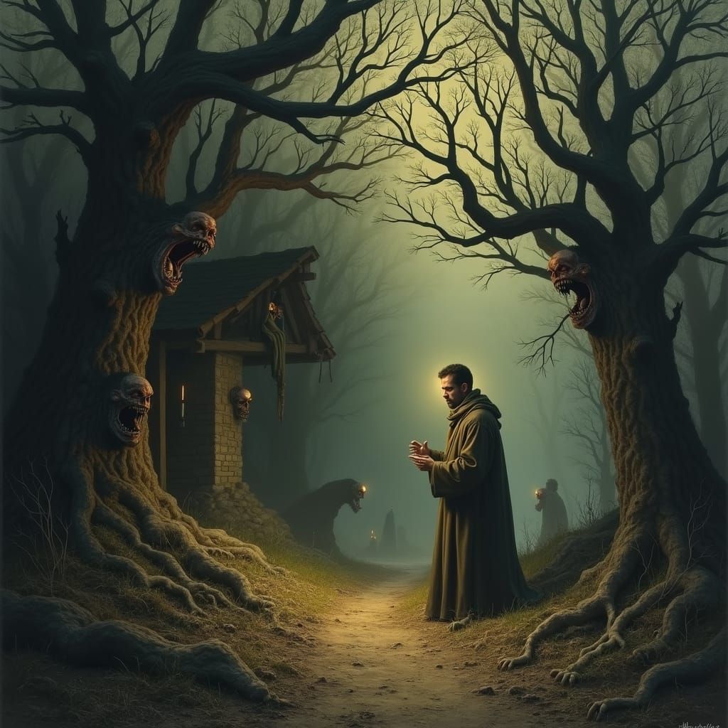 Saint Anthony's Temptation in a Mystical Landscape