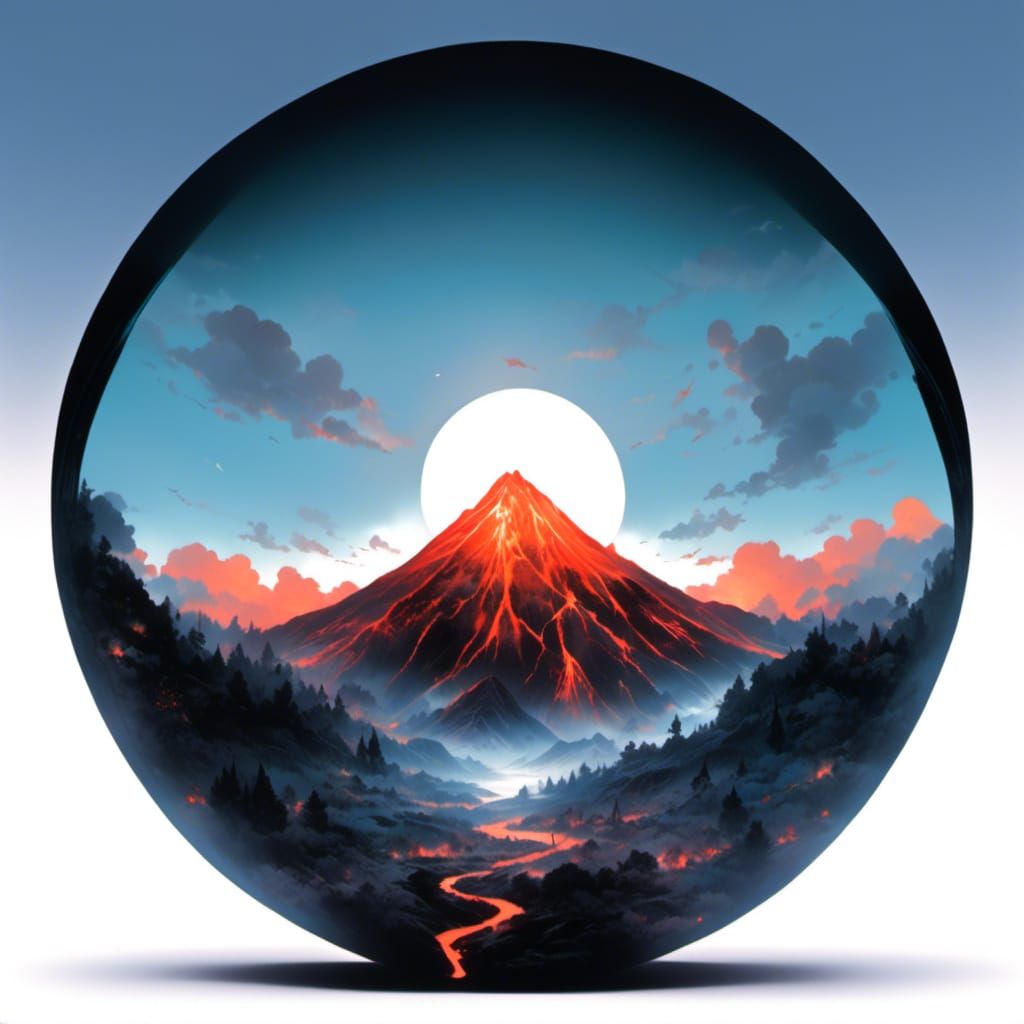 Crystal Ball Reflecting Volcanic Hellscape