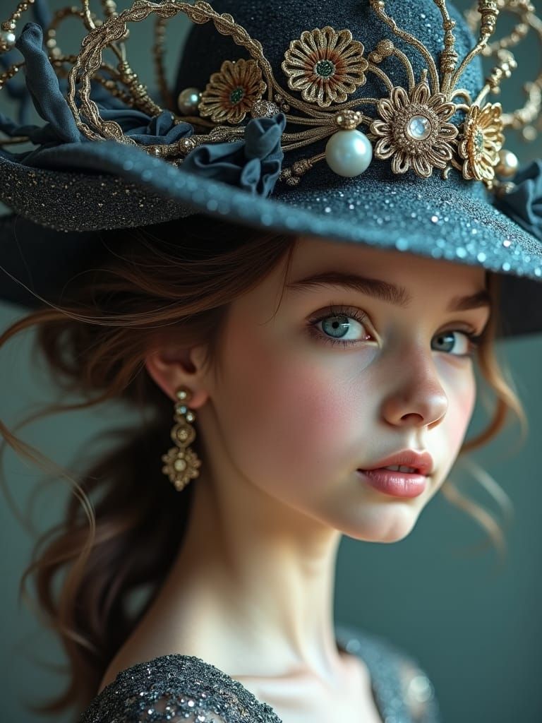 Haute Couture Model with Sapphire Eyes, Photorealistic