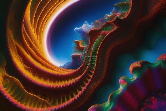 Fractal Mask Abstract Rendering in Solarpunk Style