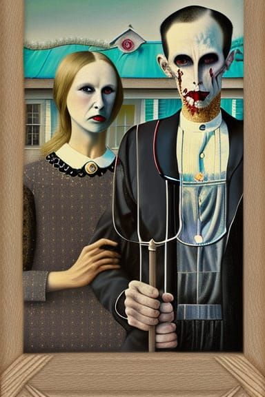 Surreal Gothic Vampire in Colorful Ink Painting