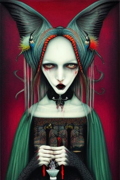 Surreal Gothic Vampire Couple in Colorful Ink