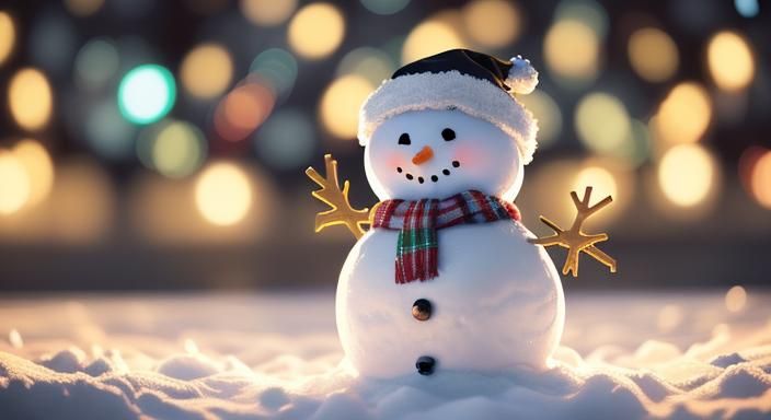 Cute Snowman with Christmas Lights