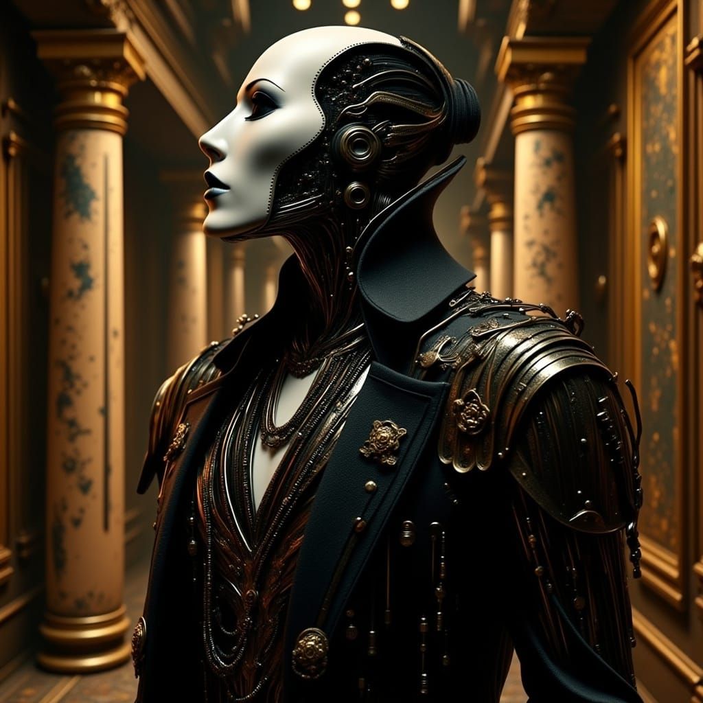 Cyborg Phantom of the Opera in Cyberpunk Style