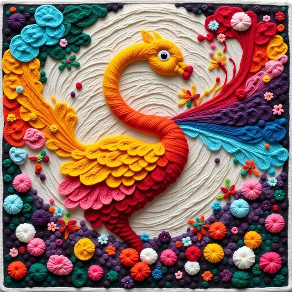 Pastel Embroidery on Yarn World in Jean-Baptiste Monge Style