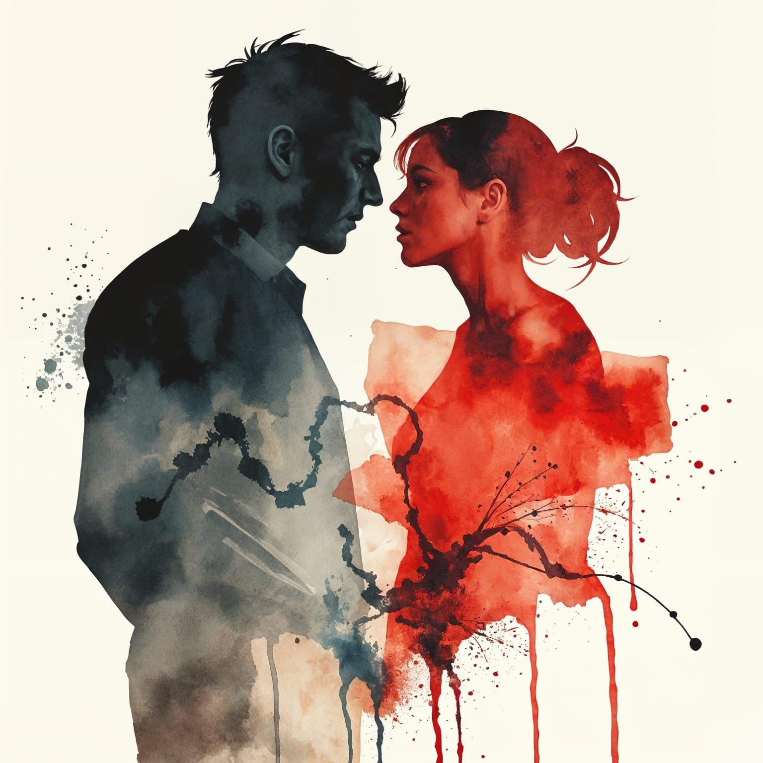 Turbulent Heart in Vibrant Watercolor