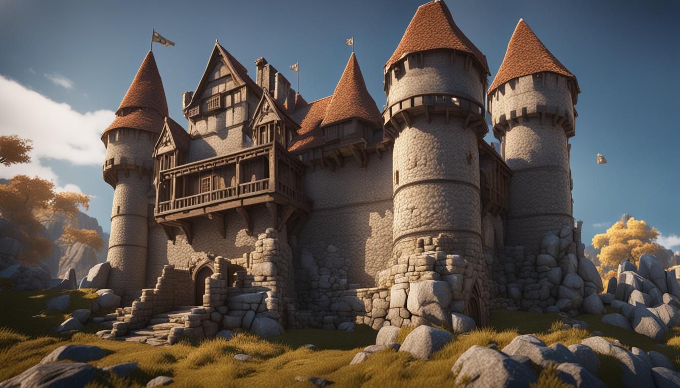 Small Medieval Castle in 3D Game Cinematic Style