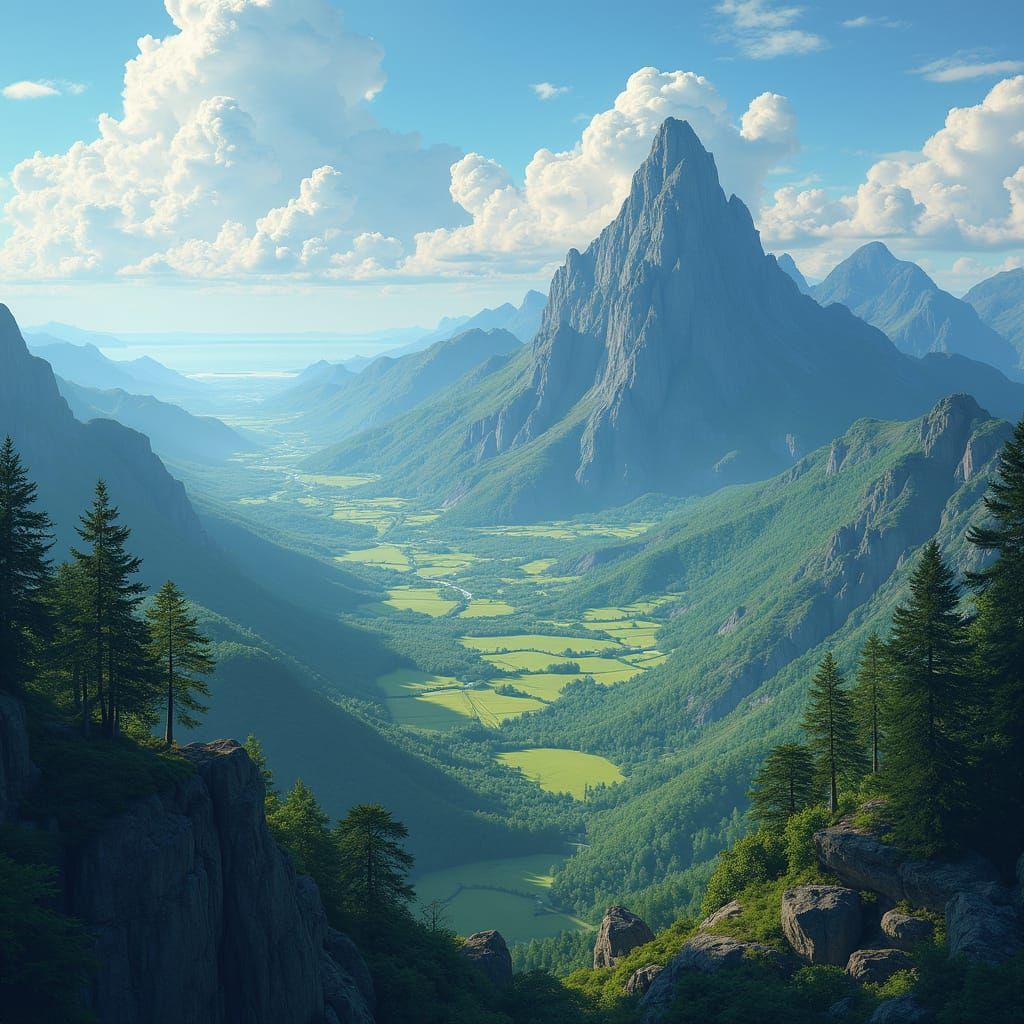 Ethereal Mountain Summit Panorama in Vibrant 4K