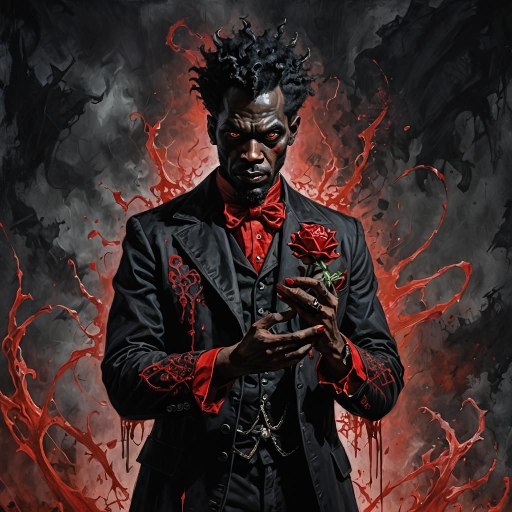 Gothic Demon Holding a Sign