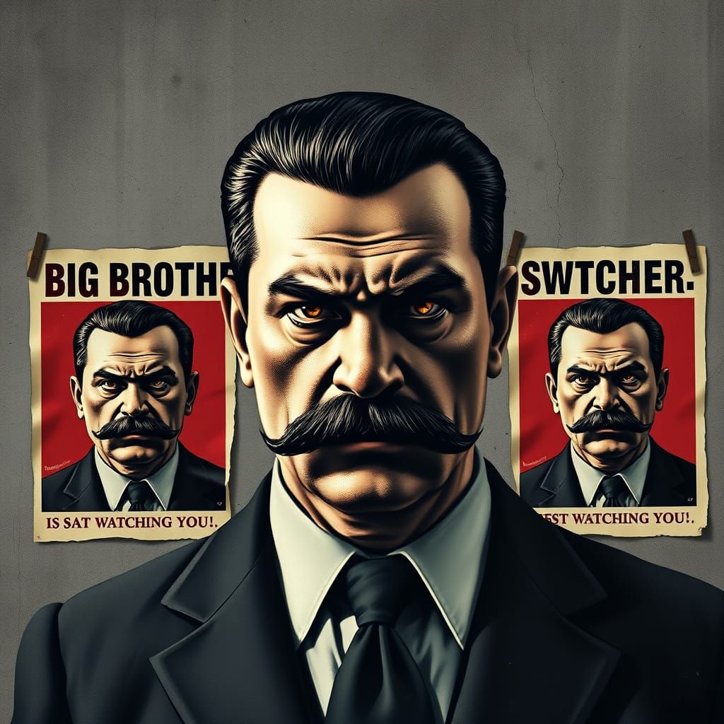 Ominous Figure in Dystopian Propaganda Style