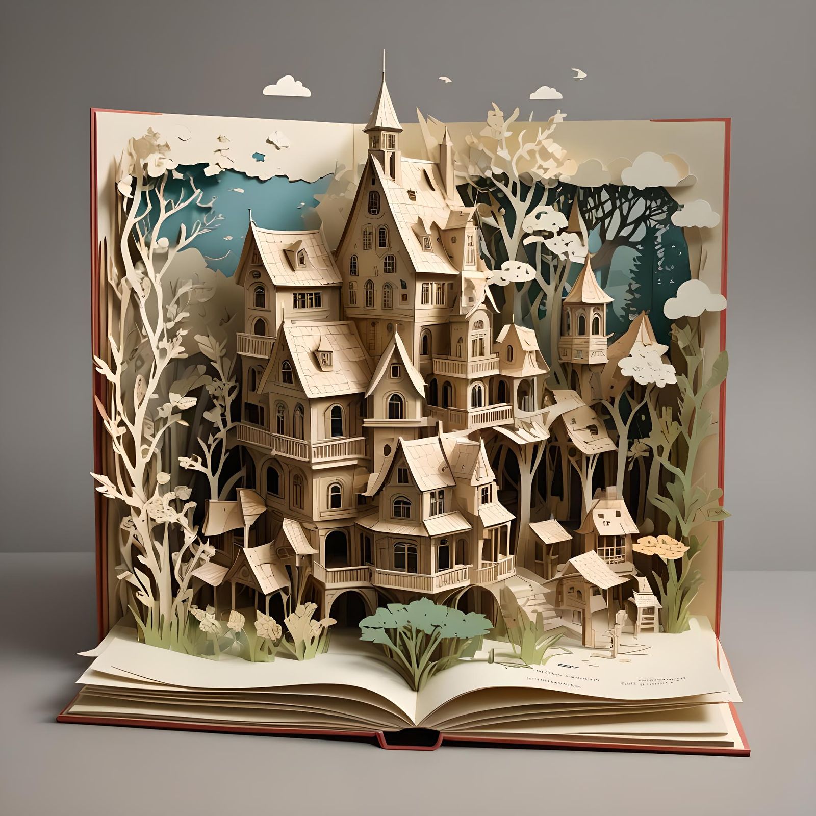 Intricate Pop-Up Book Paper Sculpture
