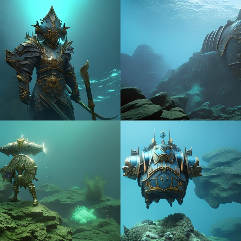 Medieval Underwater Armor: Detailed Fantasy Concept Art