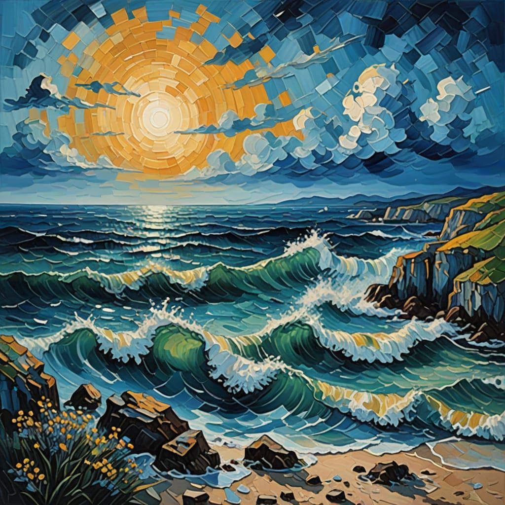 Impasto Seascape in Van Gogh's Style
