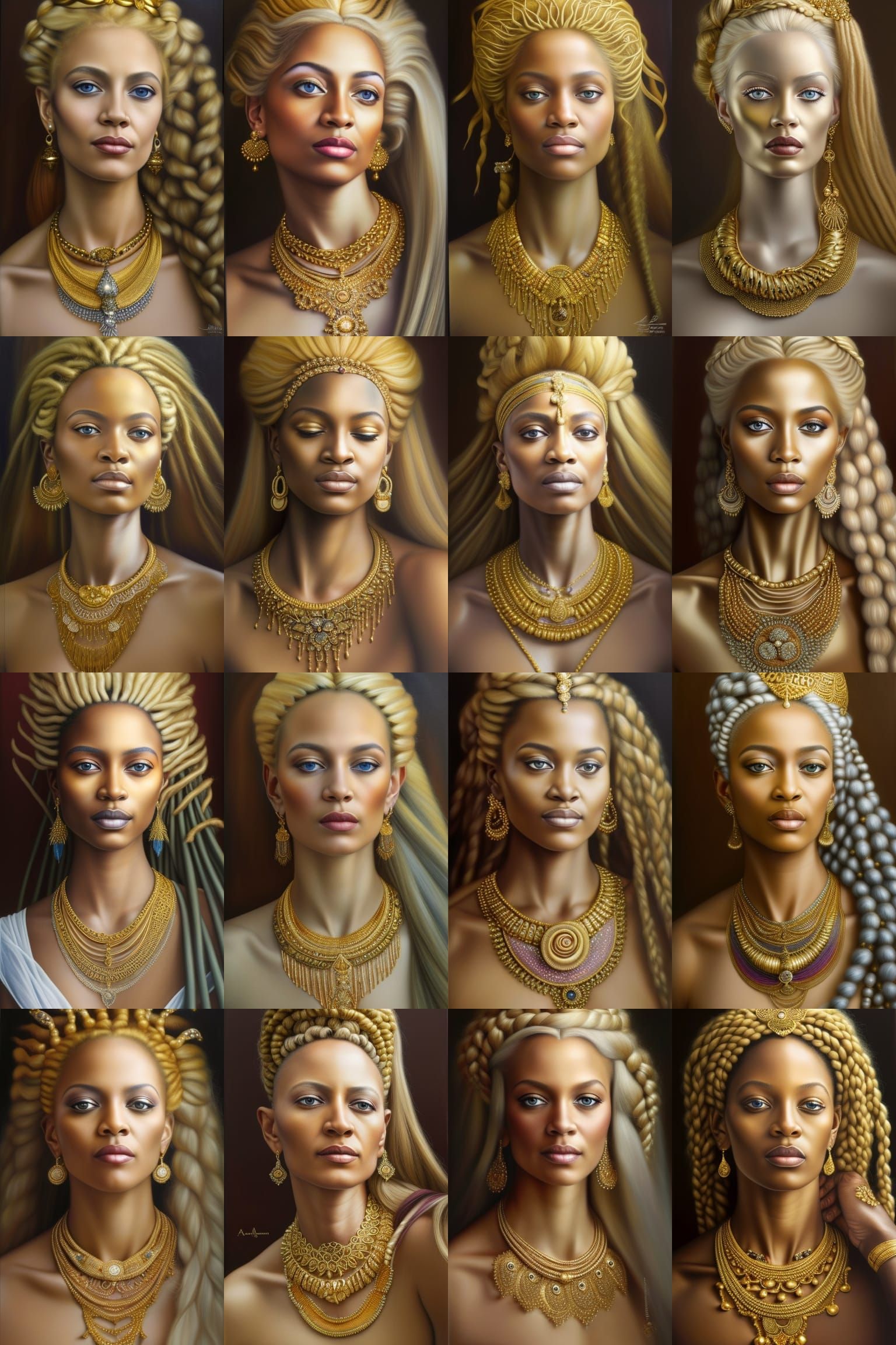 Golden African Queen Portrait in Hyperrealistic Digital Art