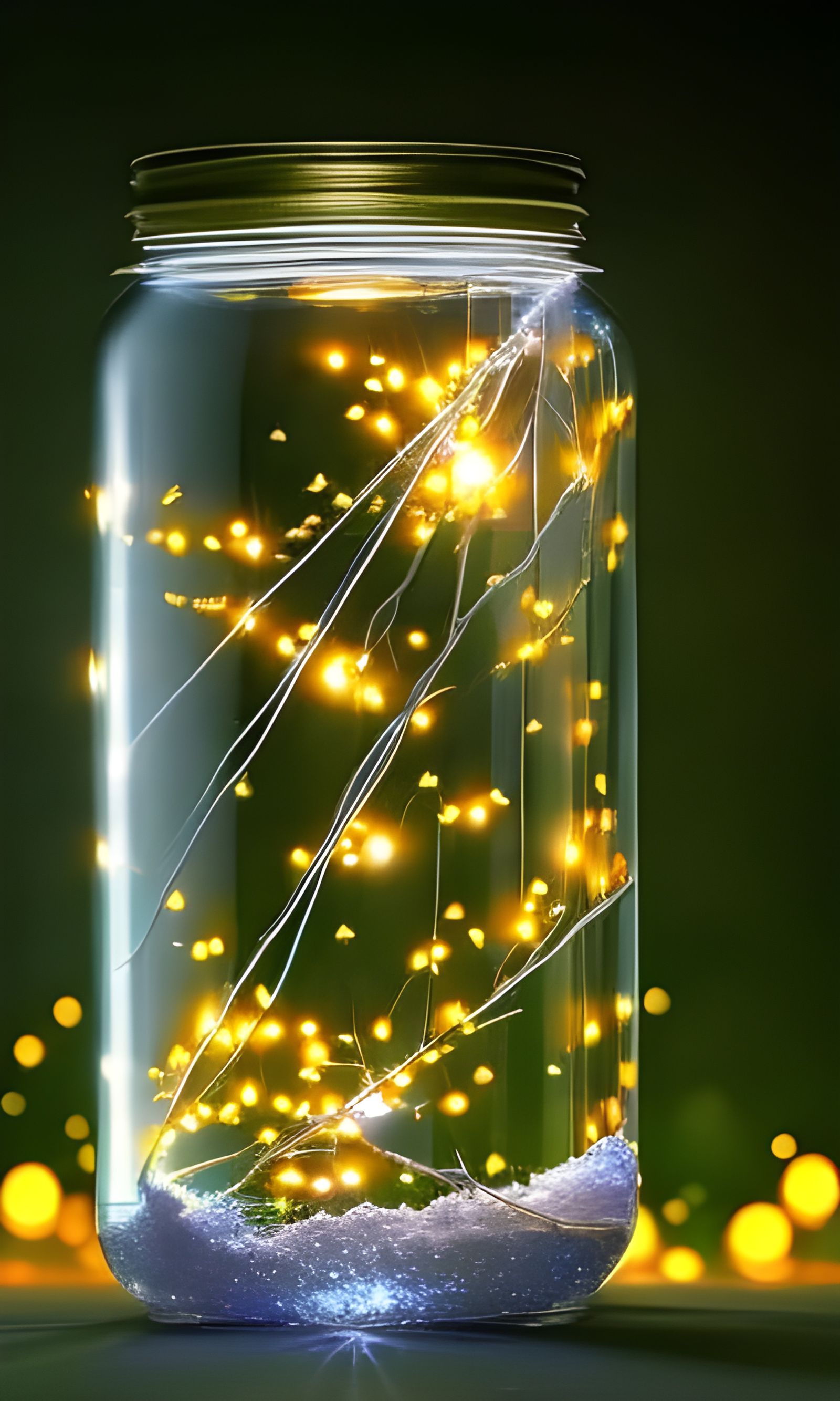 Fireflies in a Jar: Hyperrealistic Concept Art