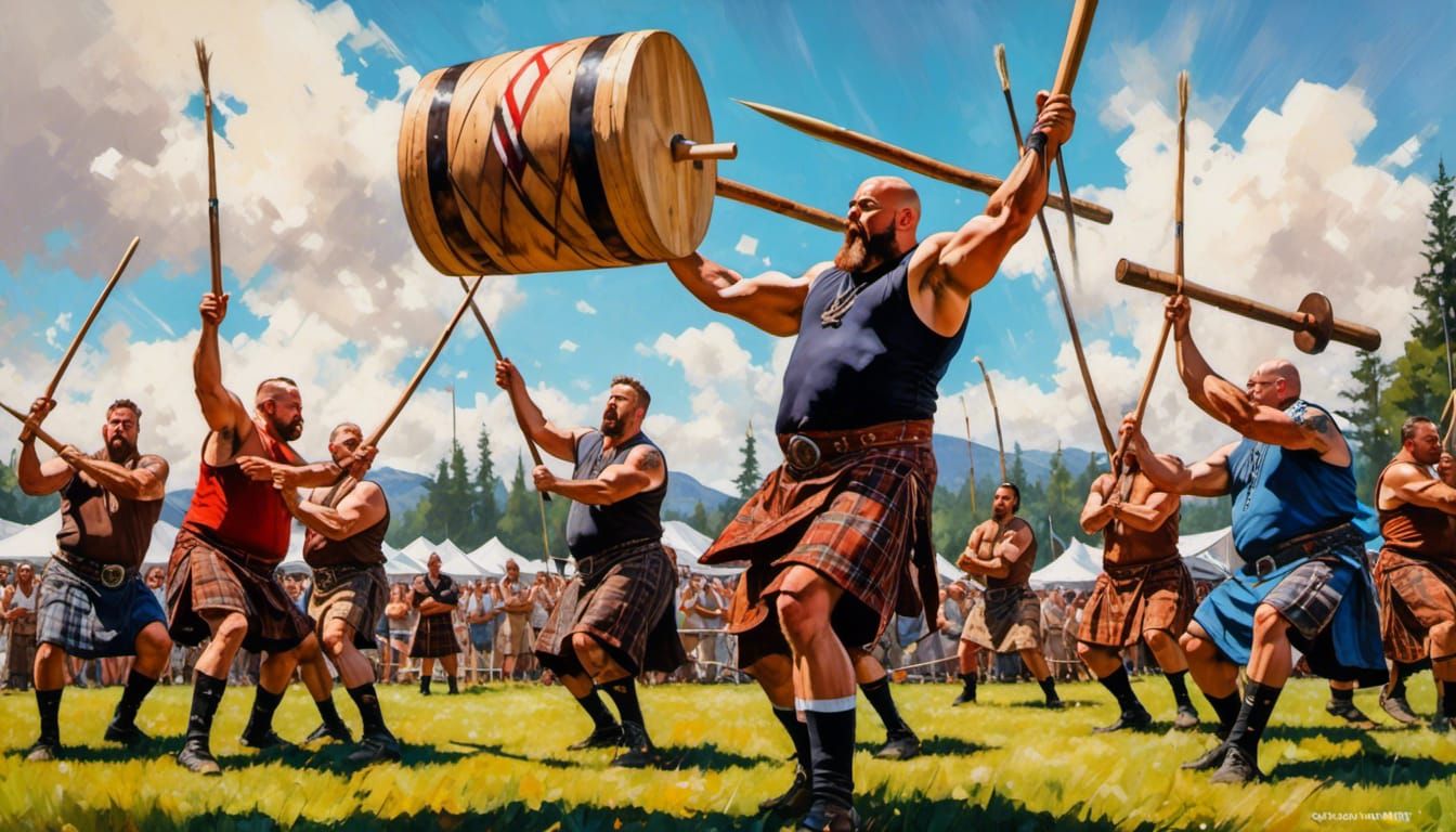 Caber Toss Graffiti Art at Highland Games