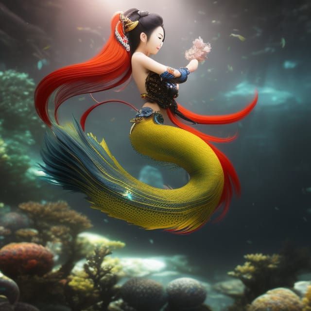 Japanese Ningyo Mermaid in Fantasy Concept Art