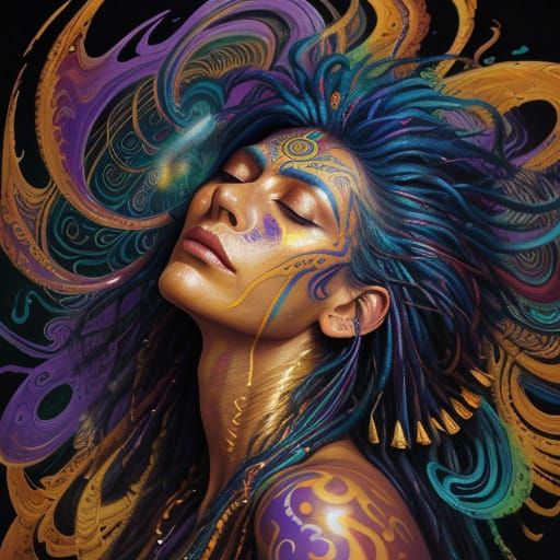 Shaman in Trance: A Surreal Fauvist Oil Painting