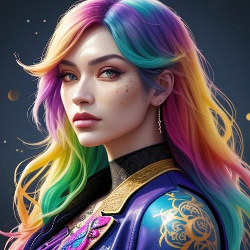 Hyperrealistic Airbrush Portrait with Vibrant Bokeh