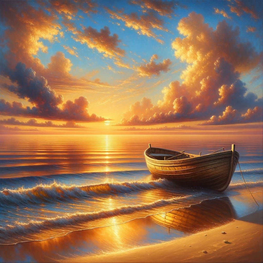 Serenity at Sunset in a 19th-Century Landscape Style