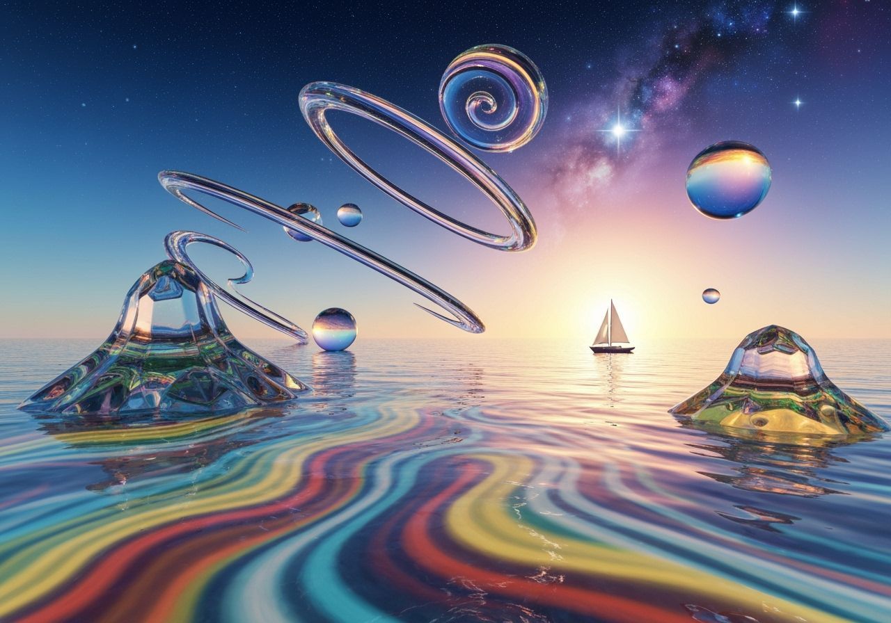 Vivid Sunrise Crystal Glass-Scape Over a Clear Sea