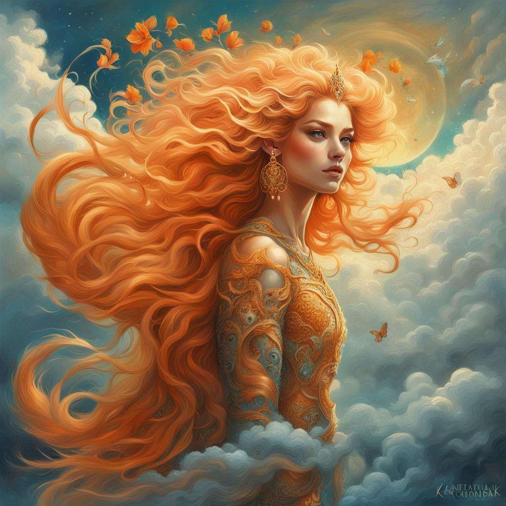 Fantasy Cat Goddess in Surreal Digital Art