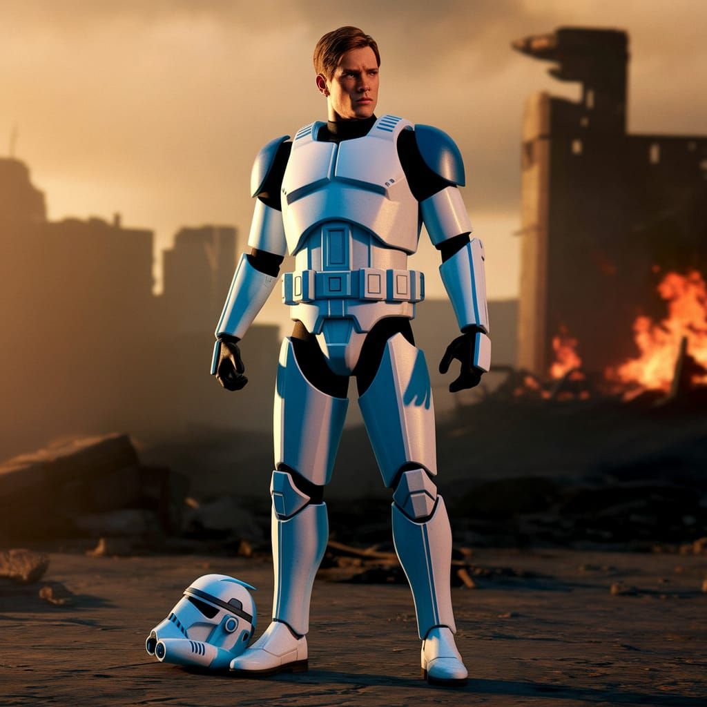 Resolute Clone Trooper in Desolate Battlefield