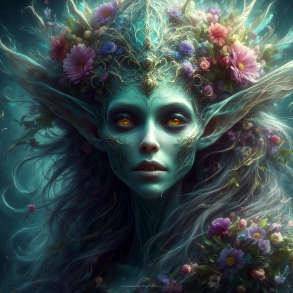 High Definition Alien Fairy Portrait in Horror Style
