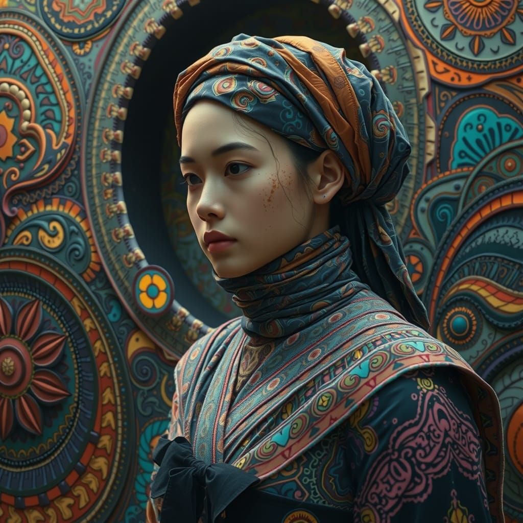 Dramatic Fabric Figure in Hyperrealistic Style