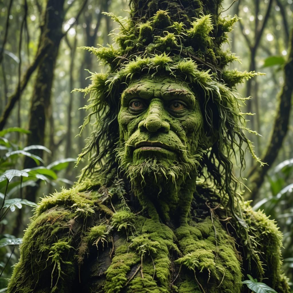 Green Moss Man in Amazon Jungle Photo