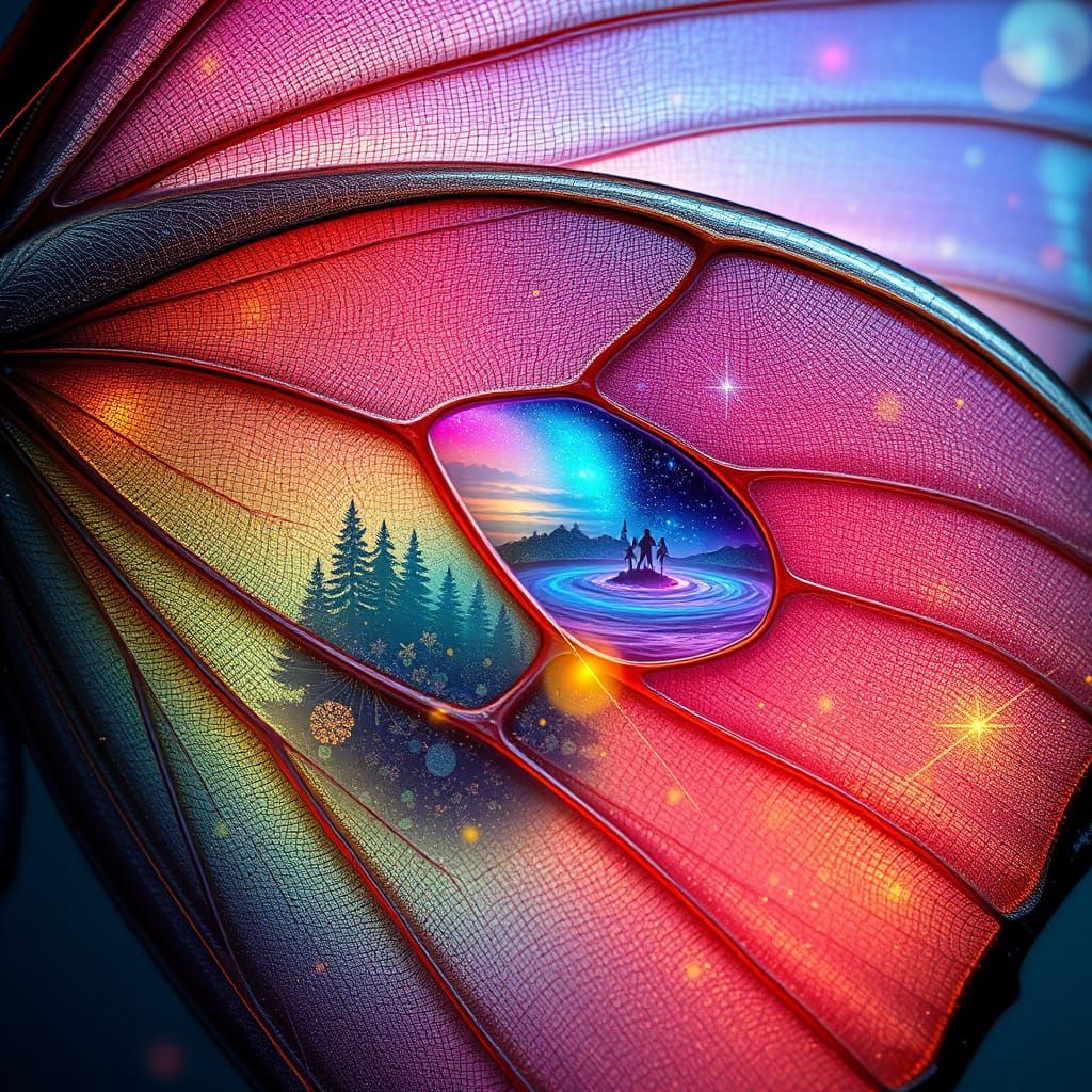 Butterfly Wing Worlds: Iridescent Macro View