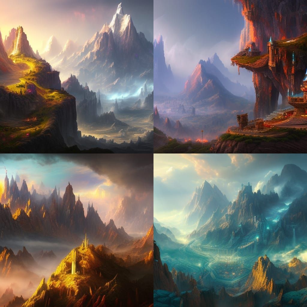 Aarakockra City: Fantastical Matte Painting on Mountain Peak