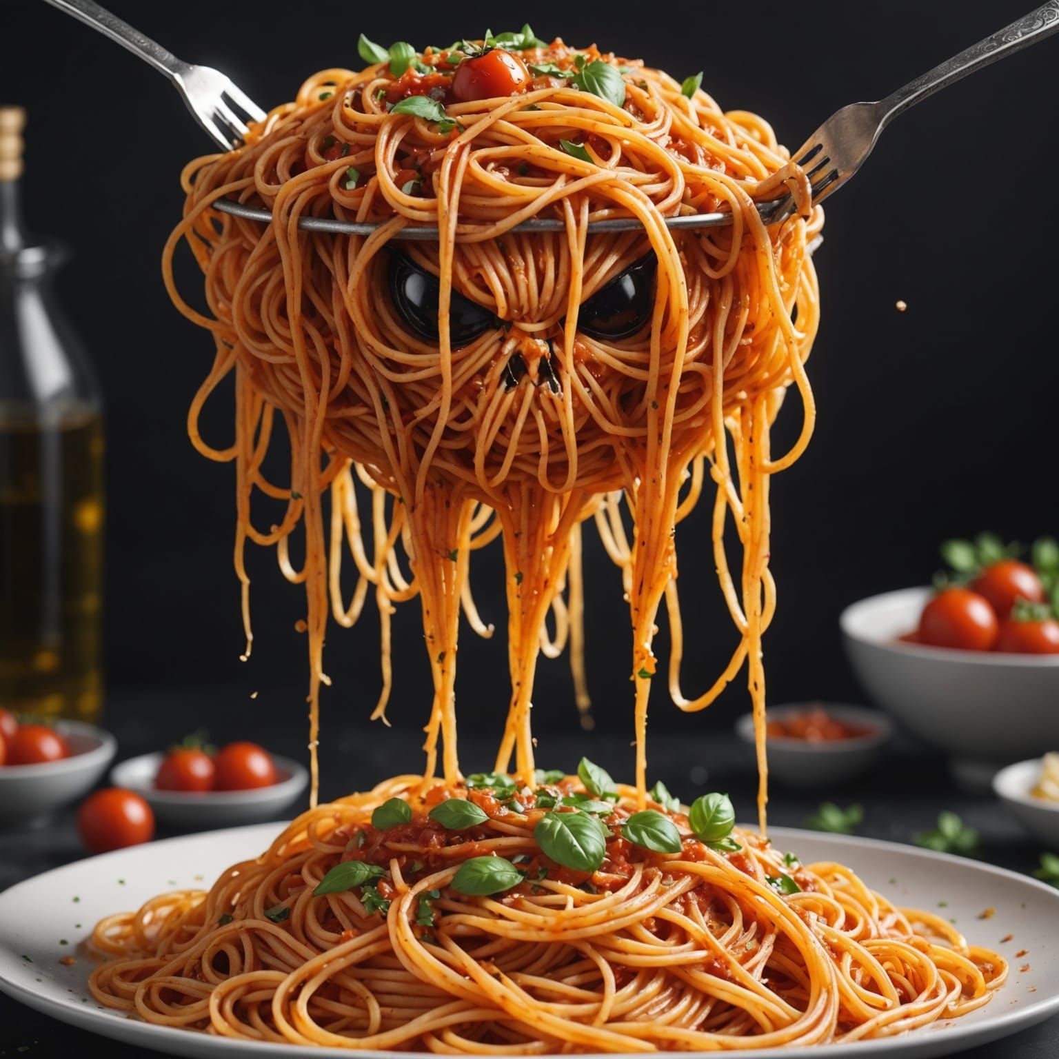Spiderweb Spaghetti in Amatriciana Sauce, 3D Anime Art