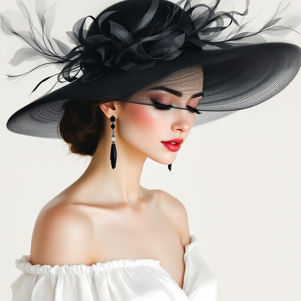 Elegant Watercolour Portrait of a Woman in Timeless Style