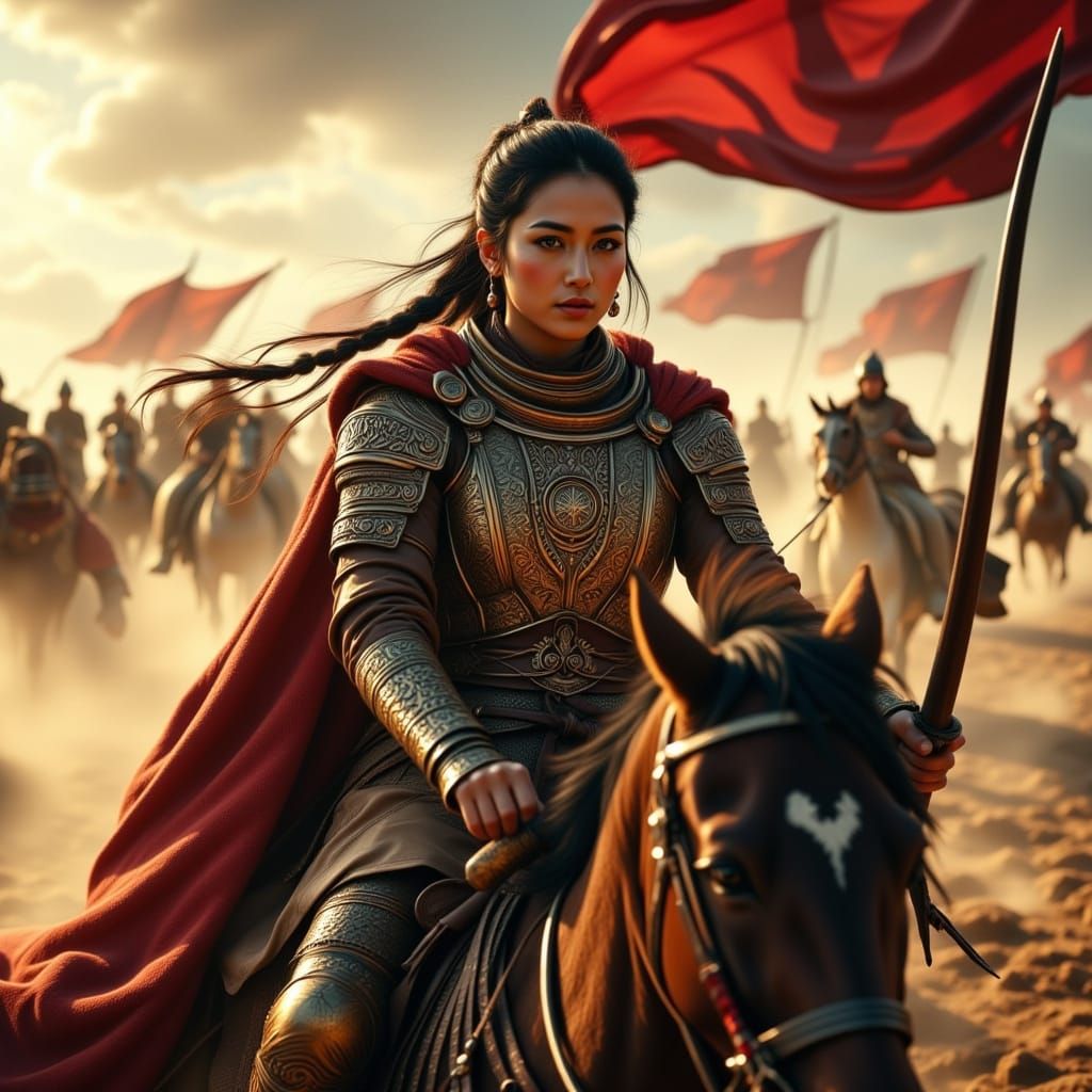 Mongol Archer in Dynamic Battle Scene