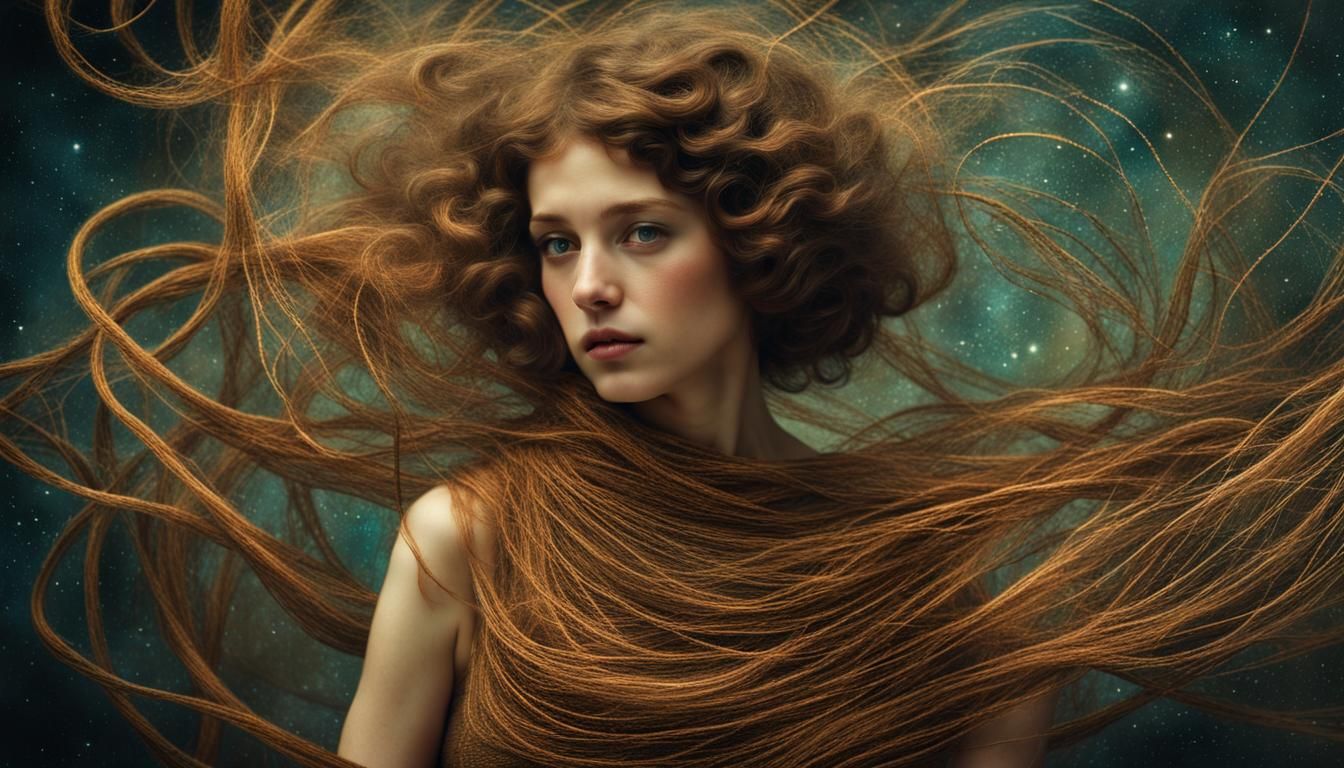 Bronze Yarn Girl in Galactic Plasma, Autochrome Photography