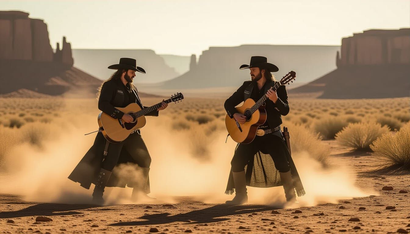 Western Standoff with Musical Silhouettes