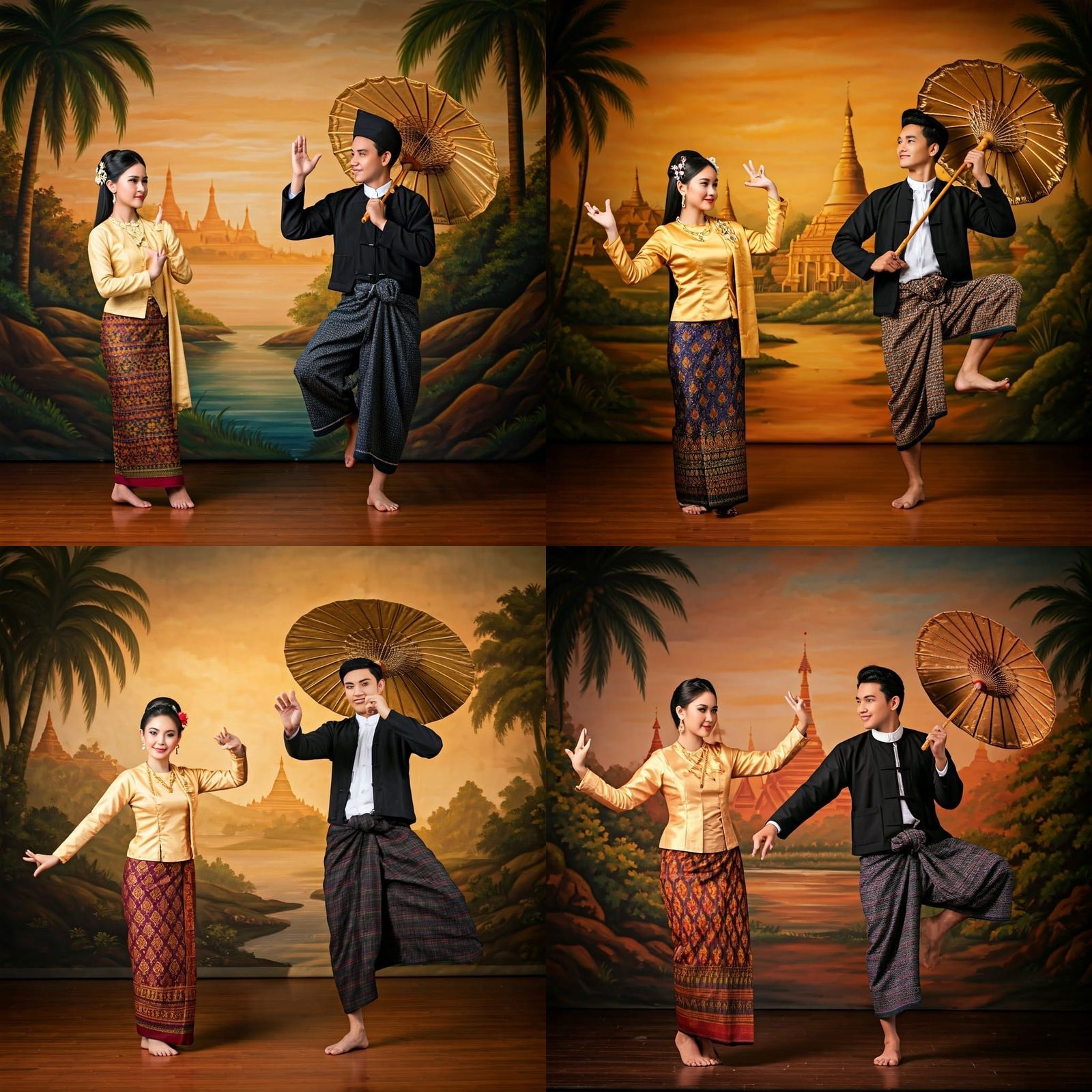 Burmese Dancers in Traditional Attire: A Festive Scene