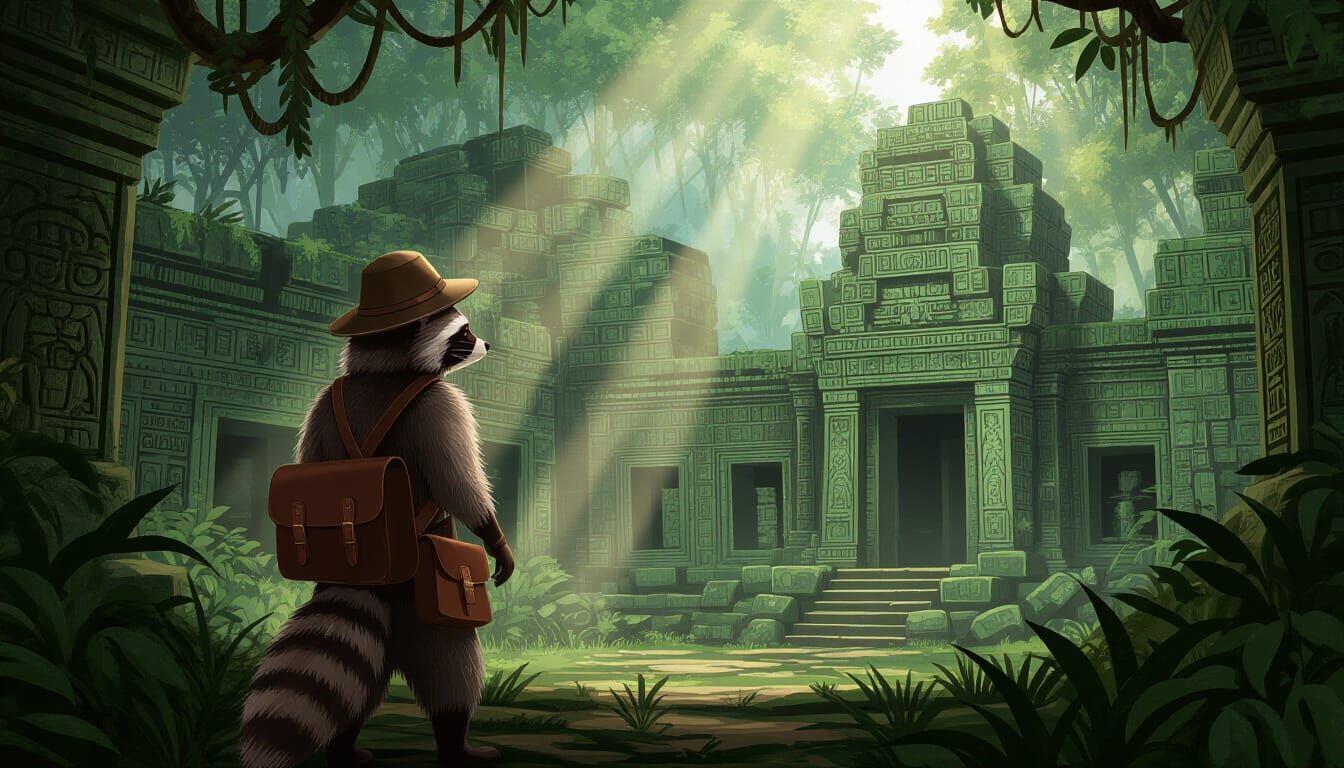 Raccoon Explorer Finds Ancient Jungle Temple Ruins
