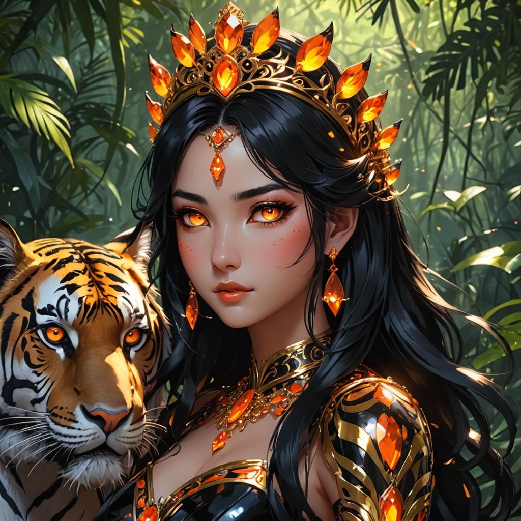 Bengal Tiger Princess in Anime Style