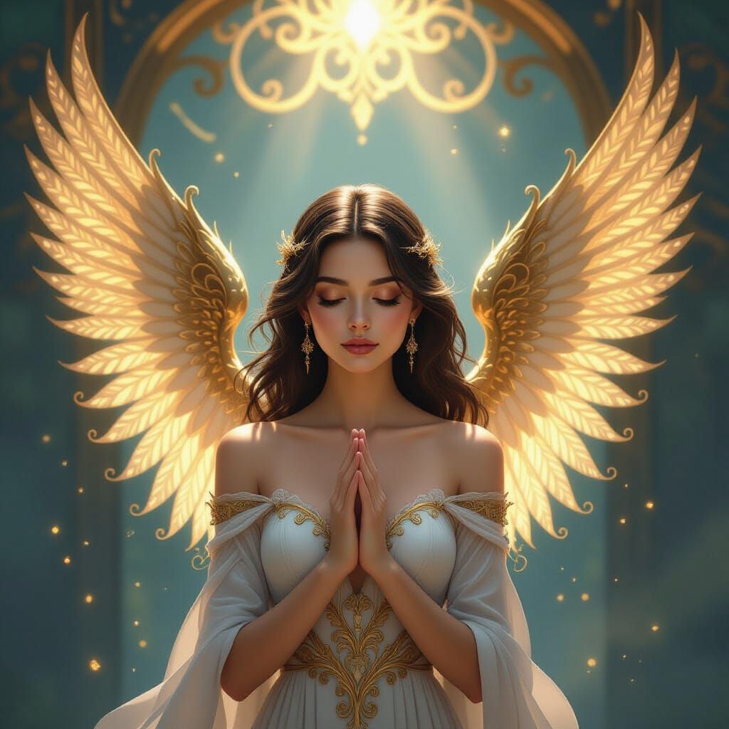 Baroque Wings of Wisdom on Serene Woman