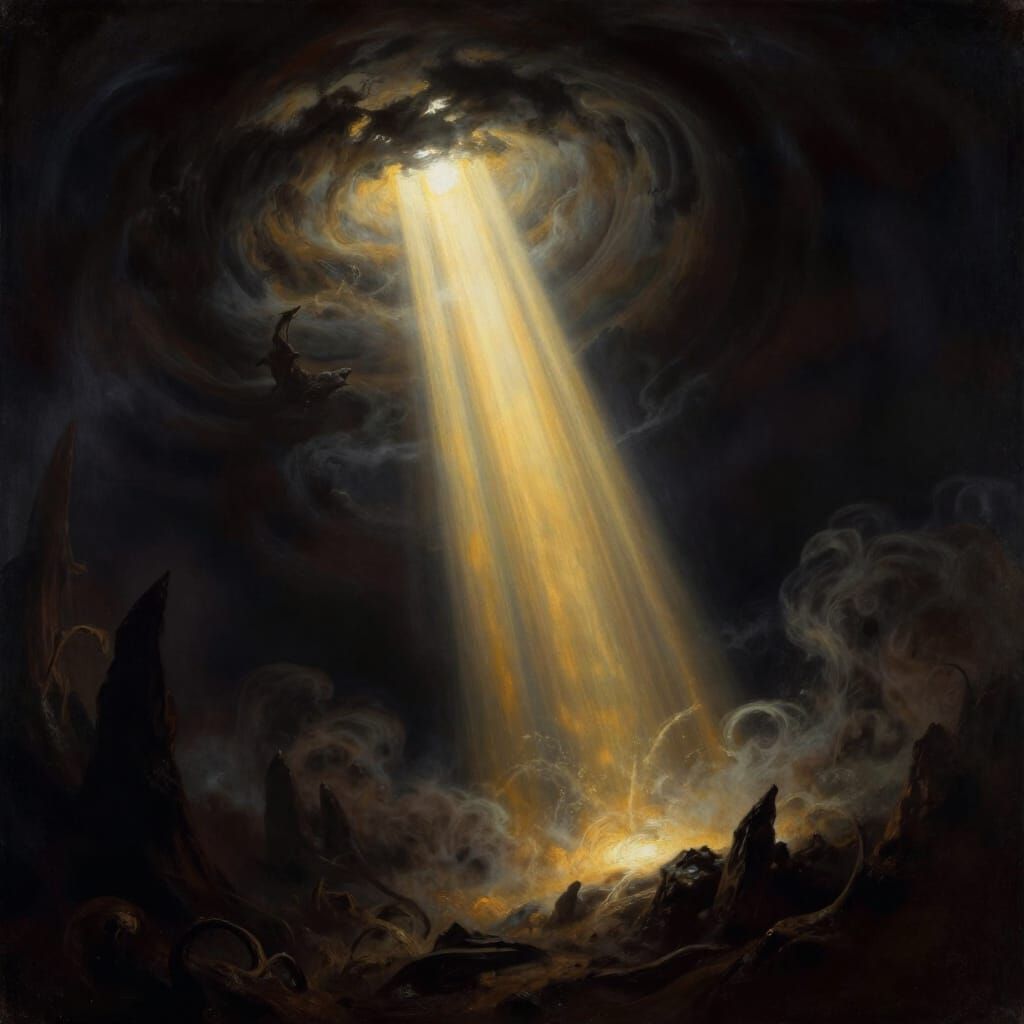 Ethereal Light Piercing Inky Darkness