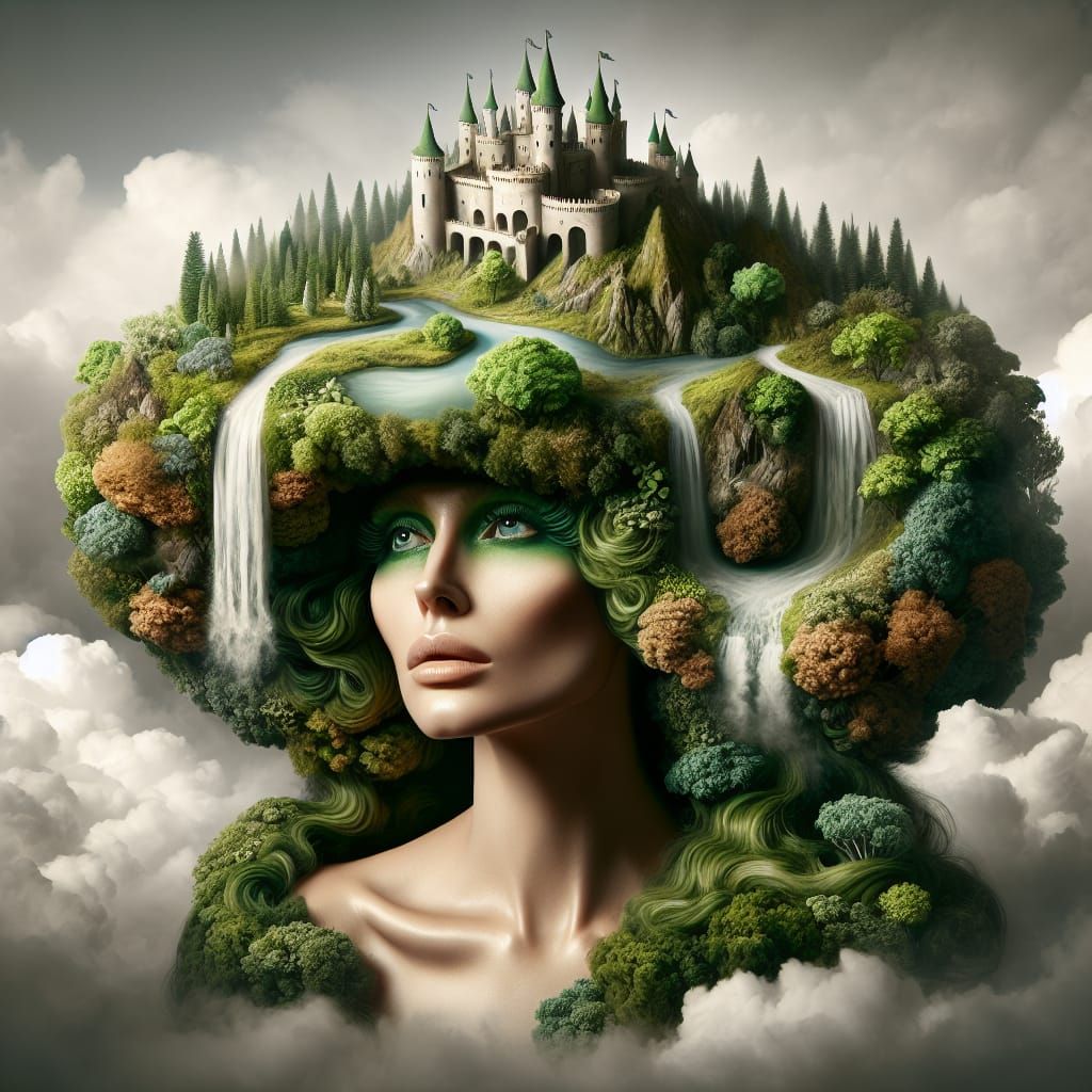 Landscape Hat Portrait in 18th-Century Style