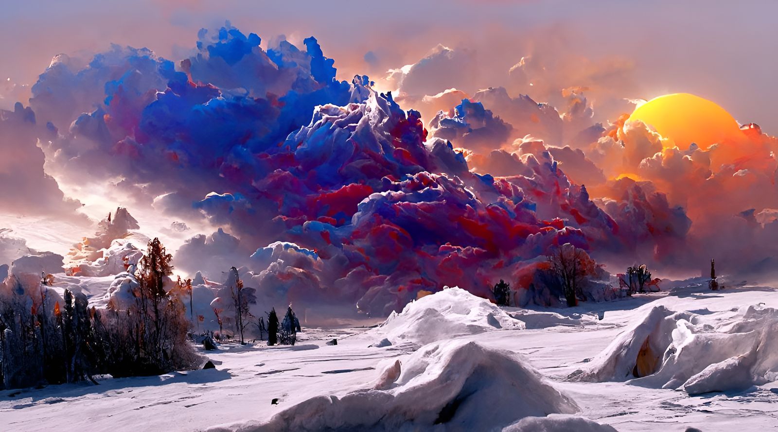 Epic Blizzard Scene in Romanticism Style
