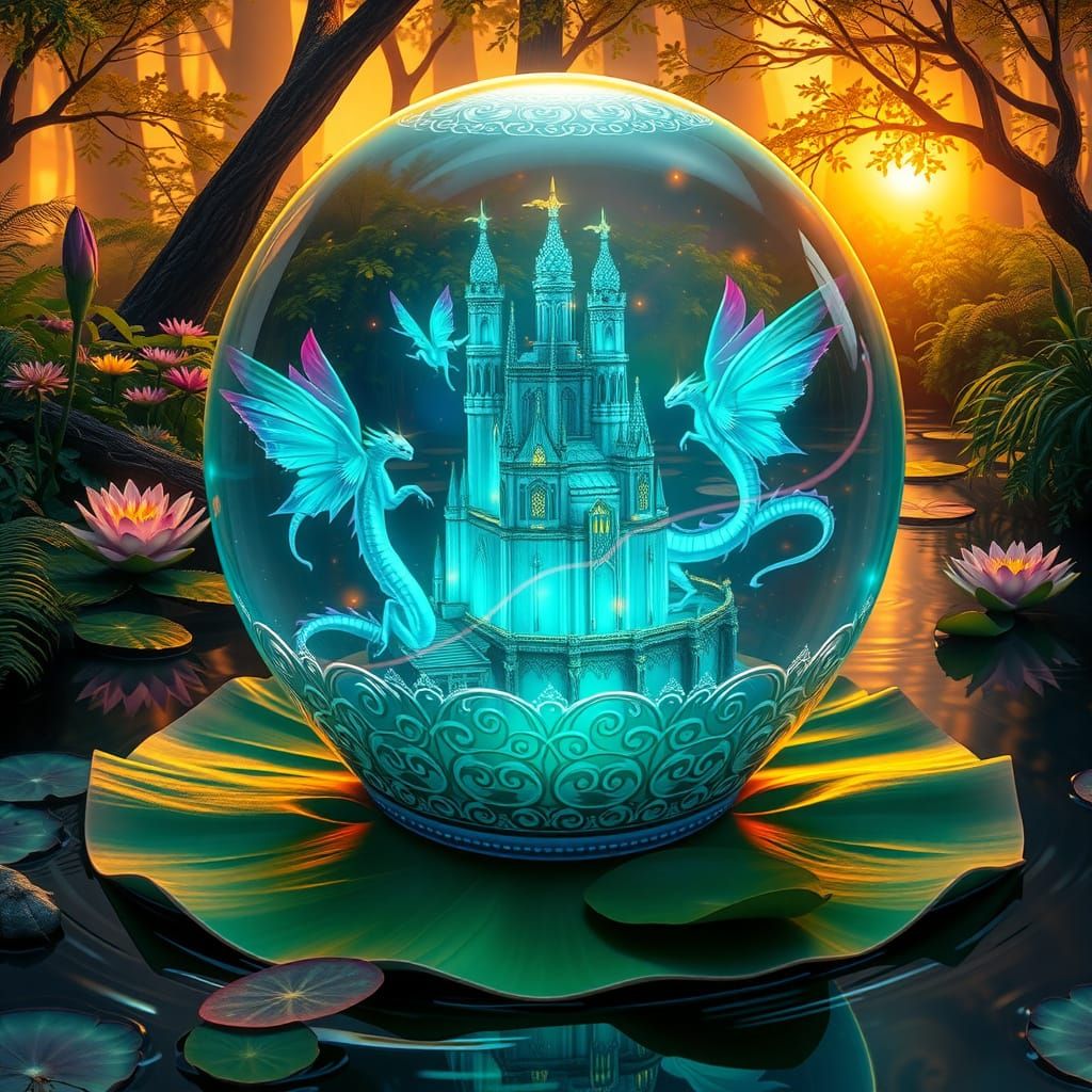 Crystal Globe Radiates Vibrant Prismatic Colors in Enchanted...